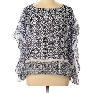 EUC Talbots silk blend Poncho style pattern top L